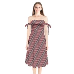 Brownish Diagonal Lines Shoulder Tie Bardot Midi Dress by snowwhitegirl