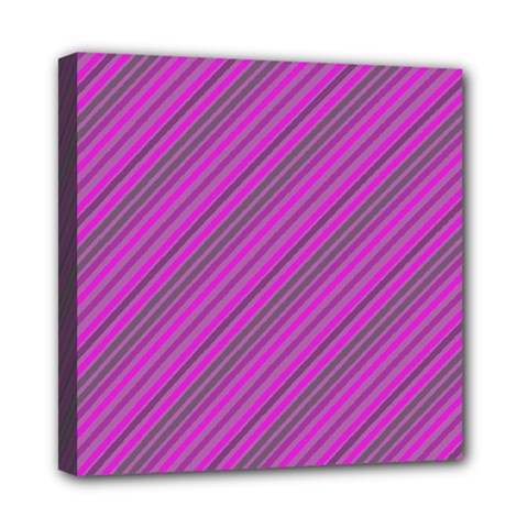 Pink Violet Diagonal Lines Mini Canvas 8  X 8  by snowwhitegirl