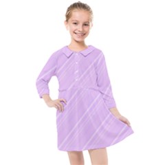 Lilac Diagonal Lines Kids  Quarter Sleeve Shirt Dress by snowwhitegirl
