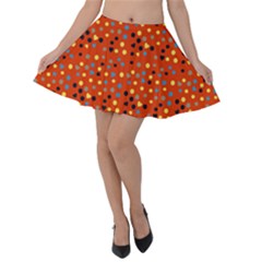 Red Retro Dots Velvet Skater Skirt by snowwhitegirl