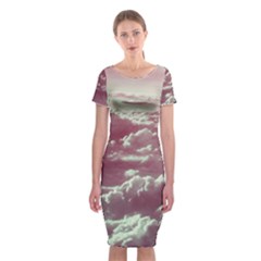 In The Clouds Pink Classic Short Sleeve Midi Dress by snowwhitegirl