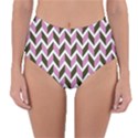 Zigzag Chevron Pattern Pink Brown Reversible High-Waist Bikini Bottoms View1