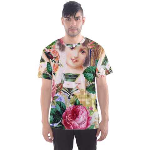 Little Girl Victorian Collage Men s Sports Mesh Tee by snowwhitegirl