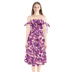 Pink Camo Shoulder Tie Bardot Midi Dress by snowwhitegirl