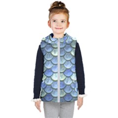 Blue Mermaid Scale Kid s Hooded Puffer Vest by snowwhitegirl