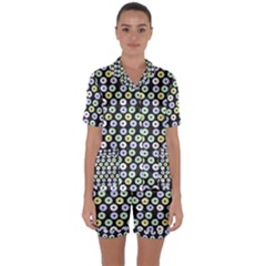 Eye Dots Grey Pastel Satin Short Sleeve Pyjamas Set by snowwhitegirl
