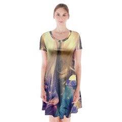 Galaxy Gals Short Sleeve V-neck Flare Dress by snowwhitegirl