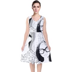 Twins V-neck Midi Sleeveless Dress  by snowwhitegirl