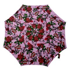Pink Rose Vampire Hook Handle Umbrellas (large) by snowwhitegirl