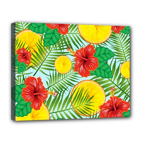 Orange Tropics Blue Canvas 14  X 11  by snowwhitegirl