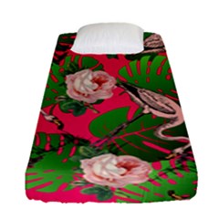 Flamingo Floral Pink Fitted Sheet (single Size) by snowwhitegirl