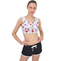 Watermelon Chevron V-back Sports Bra by snowwhitegirl