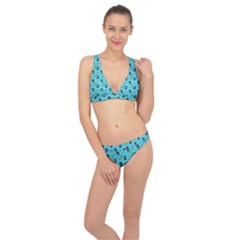 School Girl Pattern Blue Classic Banded Bikini Set  by snowwhitegirl