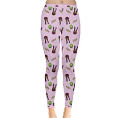 School Girl Pattern Pink Inside Out Leggings by snowwhitegirl