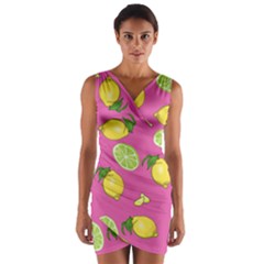 Lemons And Limes Pink Wrap Front Bodycon Dress by snowwhitegirl