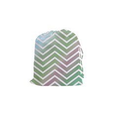 Ombre Zigzag 02 Drawstring Pouch (small) by snowwhitegirl