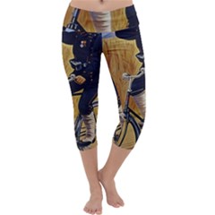 Policeman On Bicycle Capri Yoga Leggings by vintage2030