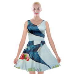Blue Bird Velvet Skater Dress by vintage2030