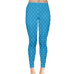 Mini White Polkadots On Oktoberfest Bavarian Blue Inside Out Leggings by PodArtist