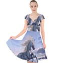 Wonderful Wild Fantasy Horse On The Beach Cap Sleeve Front Wrap Midi Dress View1