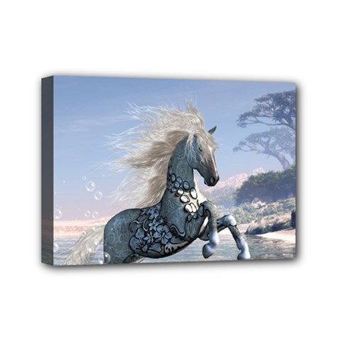 Wonderful Wild Fantasy Horse On The Beach Mini Canvas 7  X 5  (stretched) by FantasyWorld7