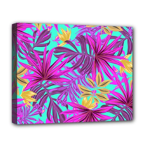 Tropical Greens Leaves Design Deluxe Canvas 20  X 16  (stretched) by Sapixe