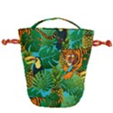Tropical Pelican Tiger Jungle Blue Drawstring Bucket Bag View2