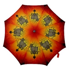 Wonderful Heart With Butterflies And Floral Elements Hook Handle Umbrellas (medium) by FantasyWorld7