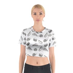 Fast Food Pattern Cotton Crop Top by Valentinaart