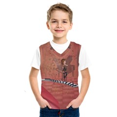 Cute Fairy Dancing On A Piano Kids  Sportswear by FantasyWorld7