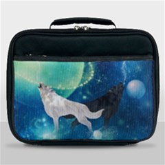 Awesome Black And White Wolf In The Universe Lunch Bag by FantasyWorld7