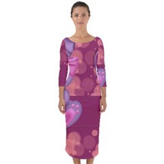 Illustration Love Celebration Quarter Sleeve Midi Bodycon Dress by Nexatart