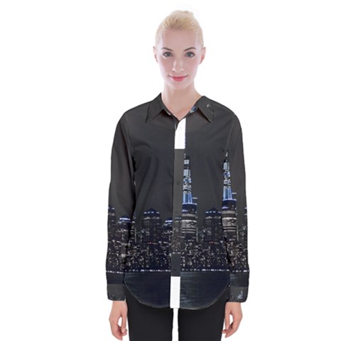 New York Skyline New York City Womens Long Sleeve Shirt by Nexatart