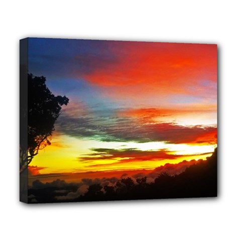 Sunset Mountain Indonesia Adventure Deluxe Canvas 20  X 16  (stretched) by Nexatart