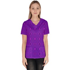 Bold Geometric Purple Circles Women s V-neck Scrub Top by BrightVibesDesign