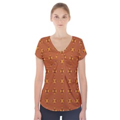 Bold  Geometric Yellow Circles Sm Short Sleeve Front Detail Top by BrightVibesDesign