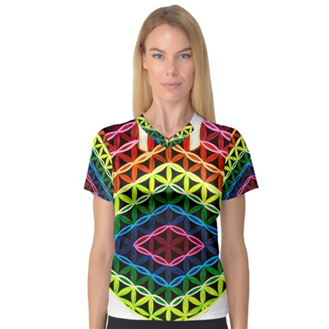 Hamsa Of God V-neck Sport Mesh Tee by CruxMagic