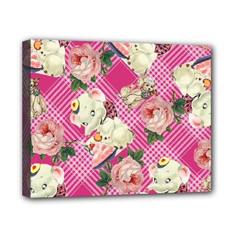 Retro Pets Plaid Pink Canvas 10  X 8  (stretched) by snowwhitegirl