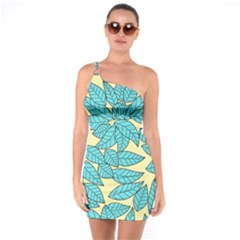 Leaves Dried Leaves Stamping One Soulder Bodycon Dress by Nexatart