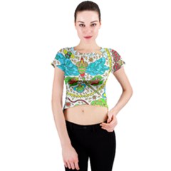 Cosmic Dragonflies Crew Neck Crop Top by chellerayartisans