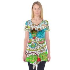 Cosmic Dragonflies Short Sleeve Tunic  by chellerayartisans
