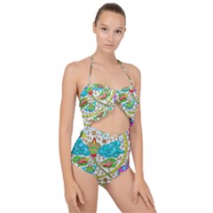 Cosmic Dragonflies Scallop Top Cut Out Swimsuit by chellerayartisans