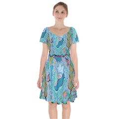Mystic Mermaid Short Sleeve Bardot Dress by chellerayartisans