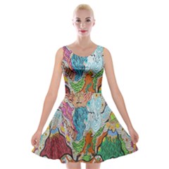 Supersonic Volcano Wizard Velvet Skater Dress by chellerayartisans