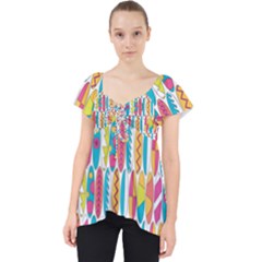 Rainbow Colored Waikiki Surfboards  Lace Front Dolly Top by PodArtist