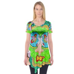 Supersonic Cosmic Galaxy Eyes Short Sleeve Tunic  by chellerayartisans