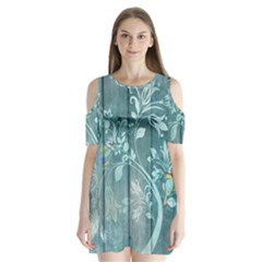 Green Tree Shoulder Cutout Velvet One Piece by vintage2030