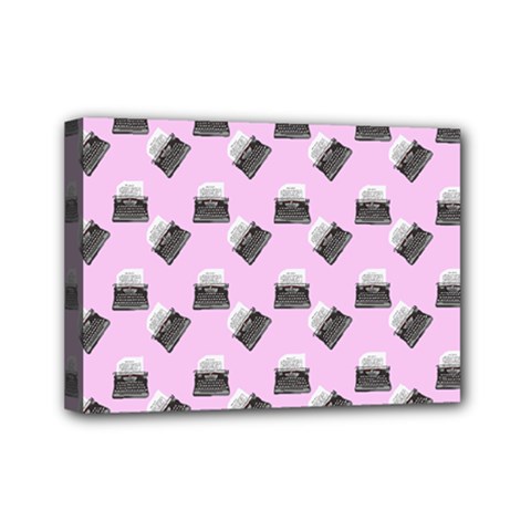 Retro Typewriter Pink Pattern Mini Canvas 7  X 5  (stretched) by snowwhitegirl