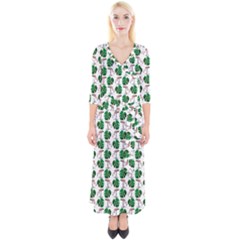 Flamingo Leaf Patttern Quarter Sleeve Wrap Maxi Dress by snowwhitegirl