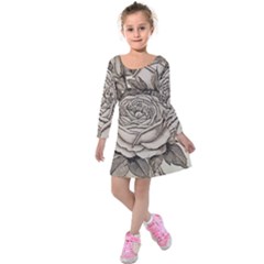 Flowers 1776630 1920 Kids  Long Sleeve Velvet Dress by vintage2030